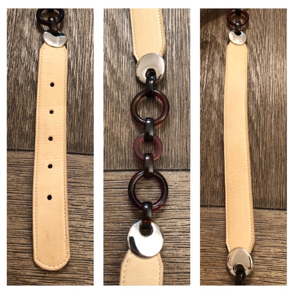 LEATHEROCK Tan Leather & Tortoise Shell Link Belt - Picture 5 of 12